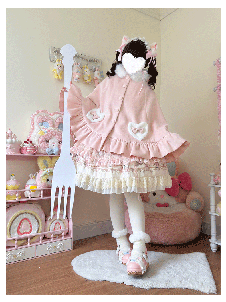 Winter Kawaii Lolita Cape with Bunny Ear Hood - image 1