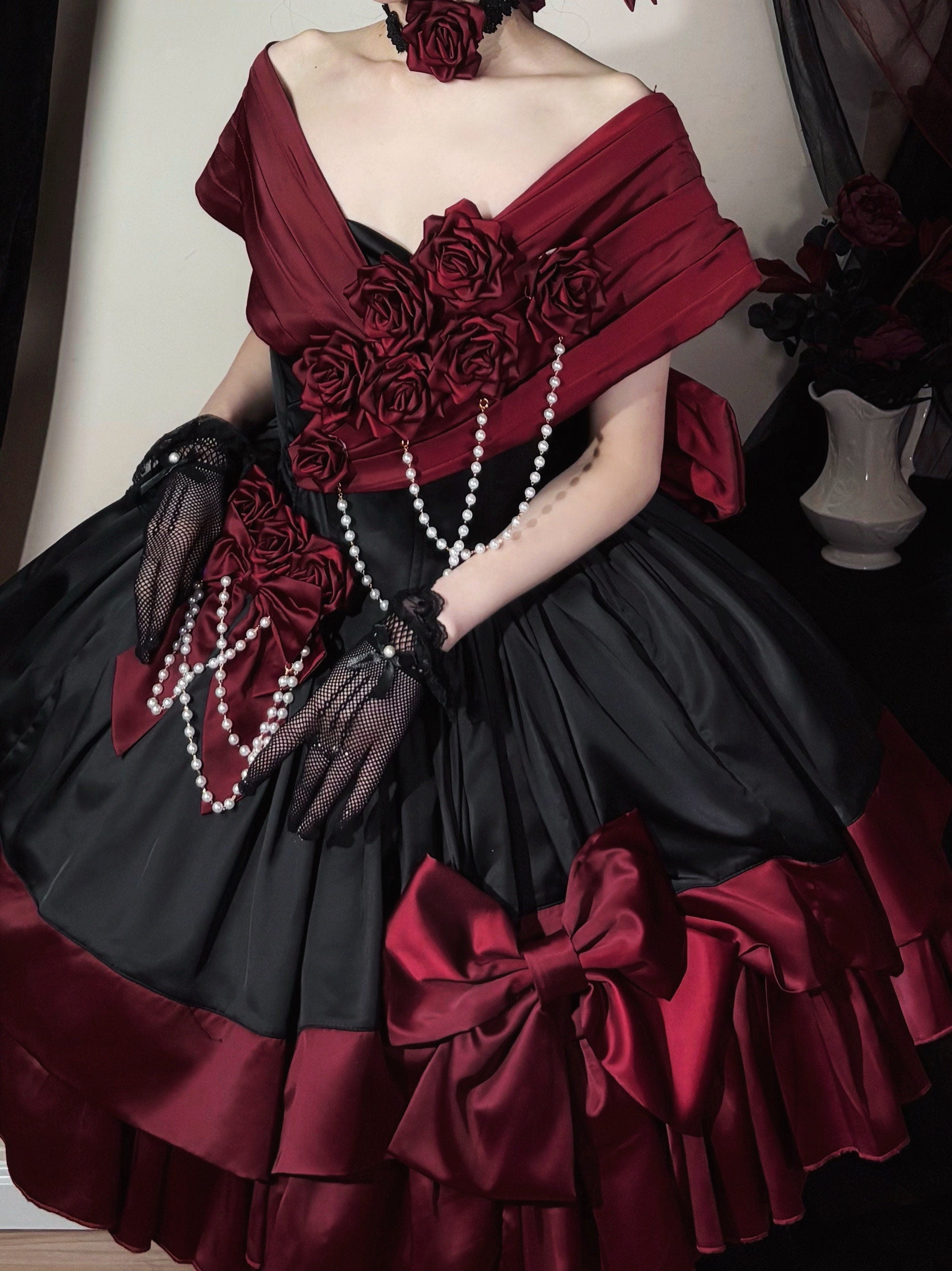 Treasure Chest Rose Lolita Red Dress - image 3