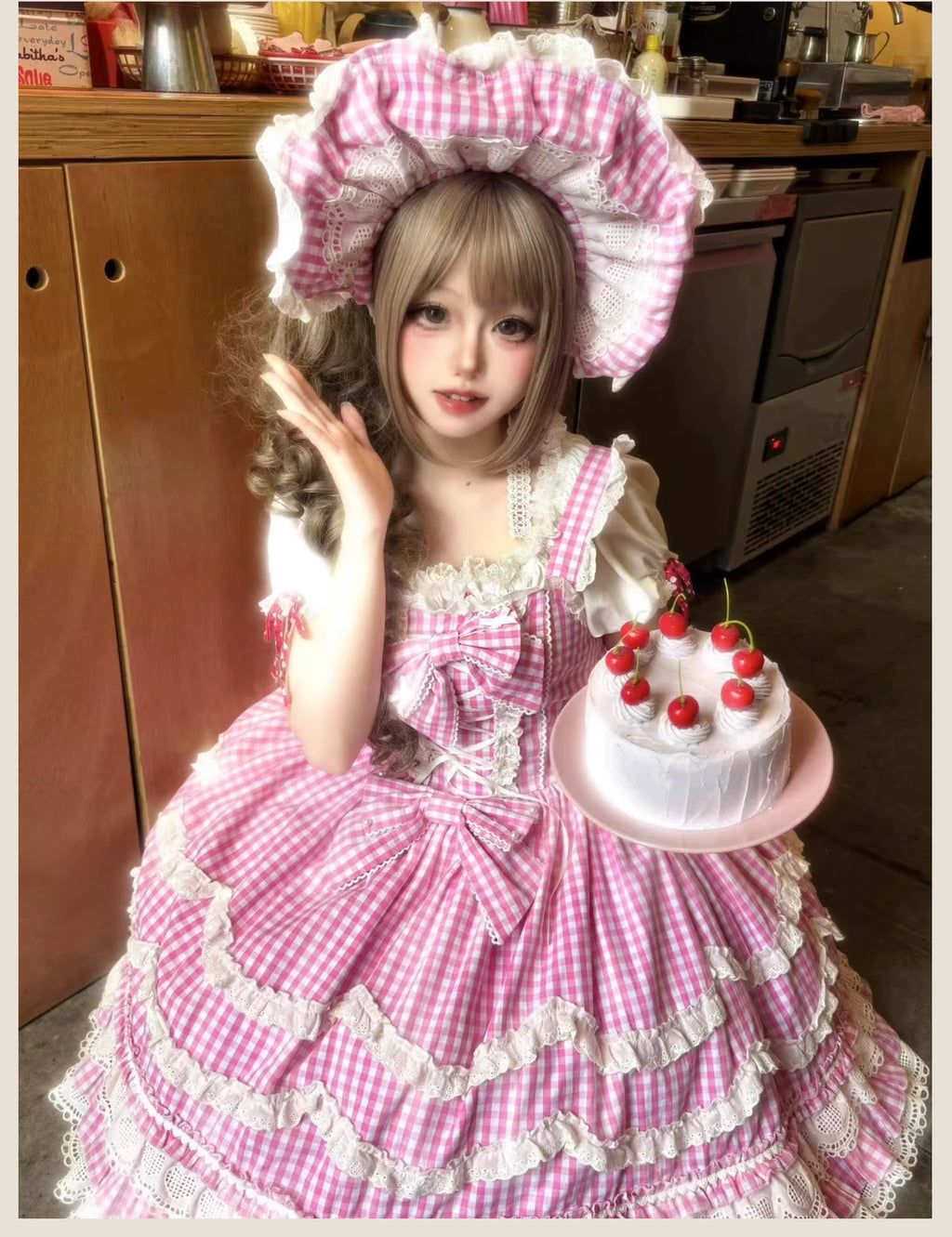 Plaid Baileys - Pink Plaid Old School Lolita JSK Dress - image 9