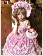 Plaid Baileys - Pink Plaid Old School Lolita JSK Dress - image 9