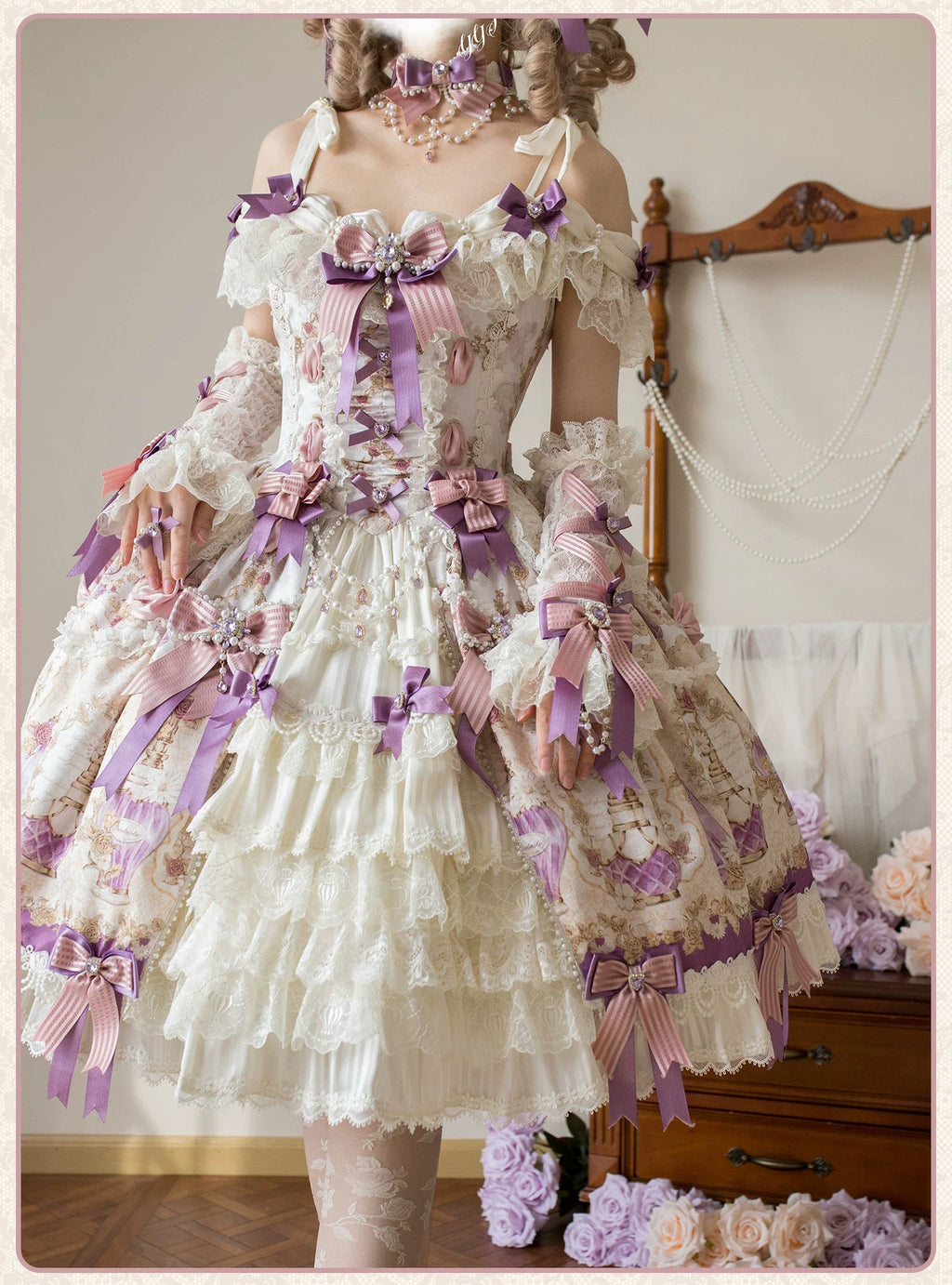 Antique Gem Fragrance - Classic Lolita OP and JSK Dress Sets - image 12