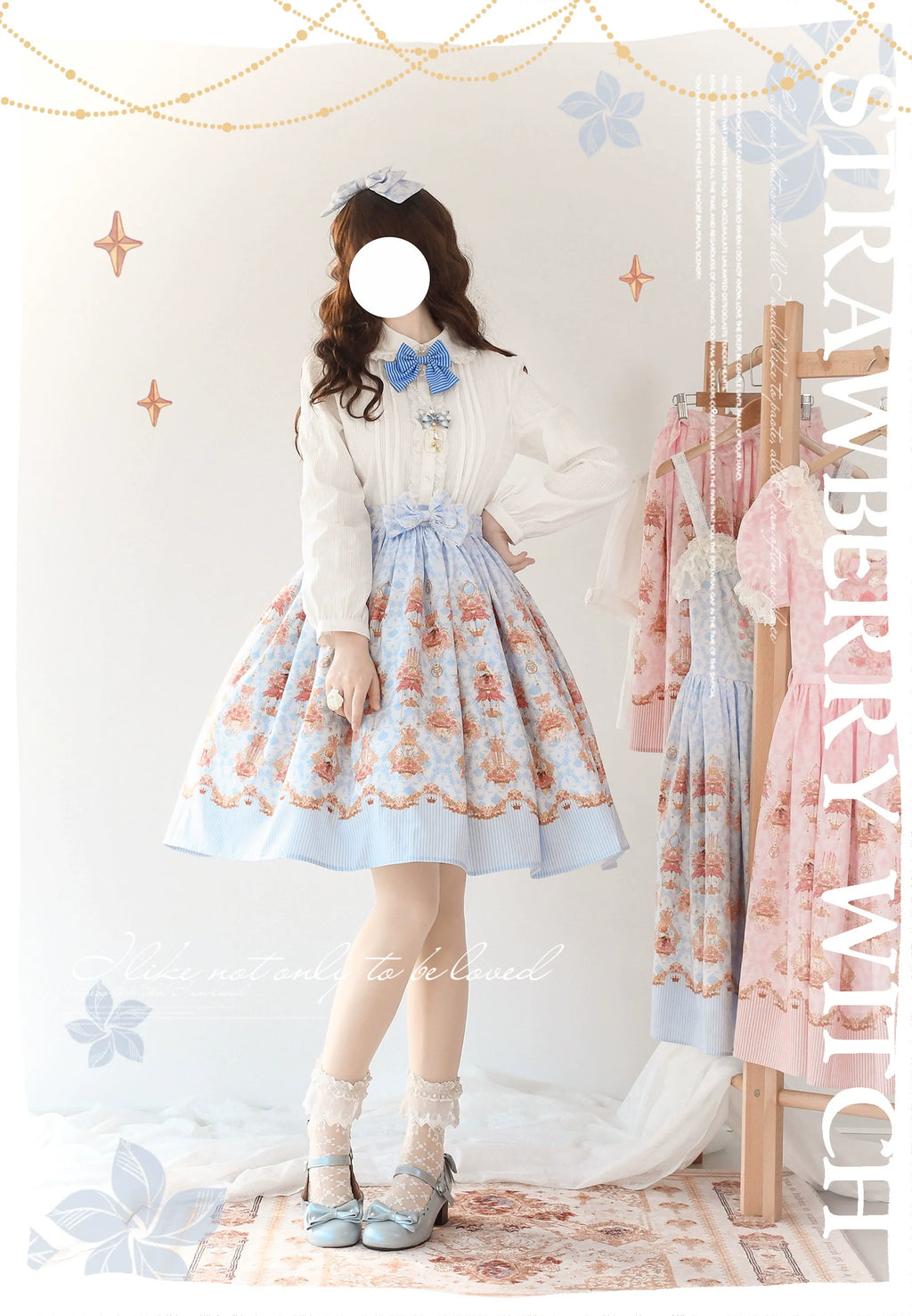 Rose Garden Bunny - Daily Lolita Rose Bunny Printing OP JSK Dress Set - image 10
