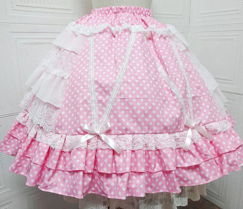 Japanese Old School Lolita Polka Dot Skirt - image 5