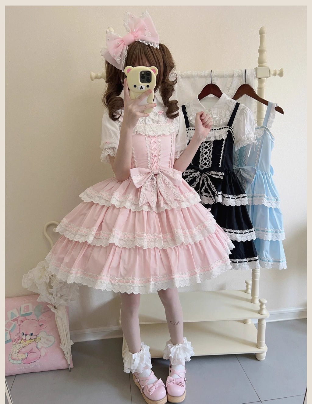 Otome Heart Cotton Old School Lolita JSK Dress Suit and Accessories - image 2