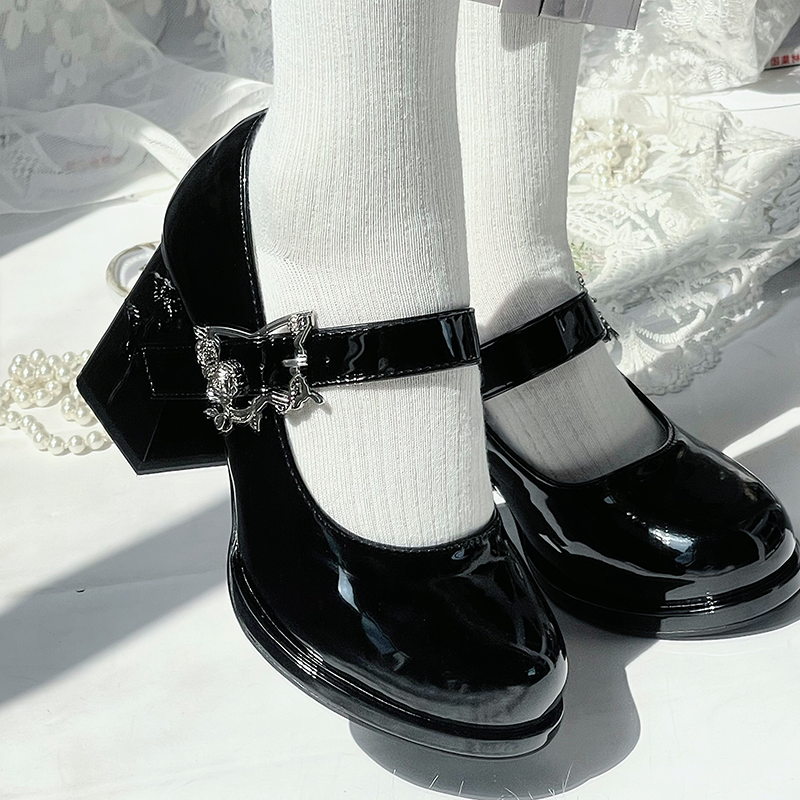 Wanxiang Cycle - Elegant Lolita Heels with Embossed Rose - image 9