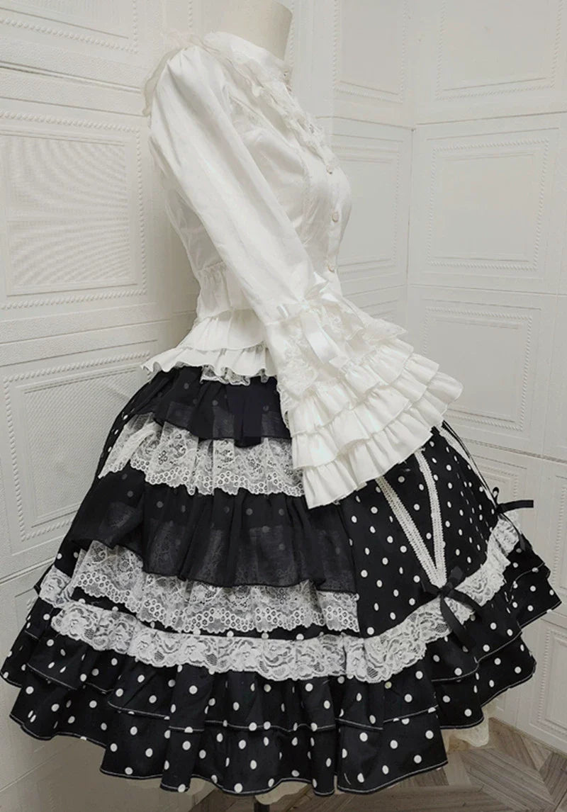 Japanese Old School Lolita Polka Dot Skirt - image 8