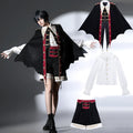 Vampire Youth - Ouji Lolita Bat Shaped Cape Set, Gold Embroidery & Red Accents - image 3