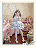 Blueberry Tart Party - Sweet Blue Lolita Salopette Dress Blueberry Tart Print JSK Dress and Accessories - image 15