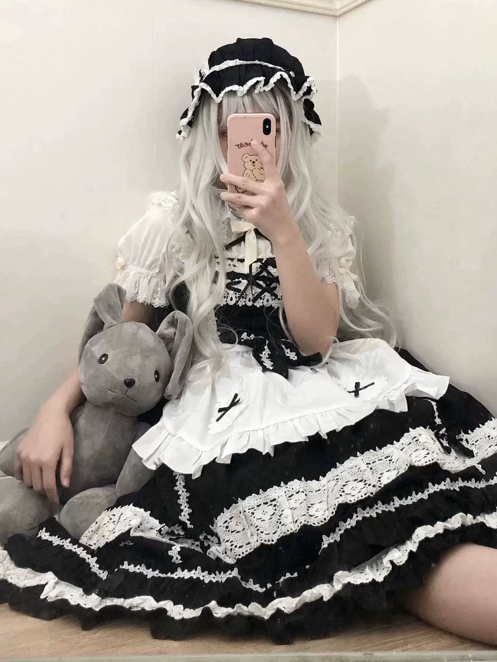 First Generation Doll - Black Old School Lolita Halter JSK Dress with Lace and Accessories - image 15