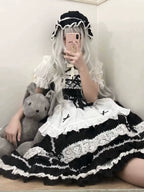 First Generation Doll - Black Old School Lolita Halter JSK Dress with Lace and Accessories - image 15