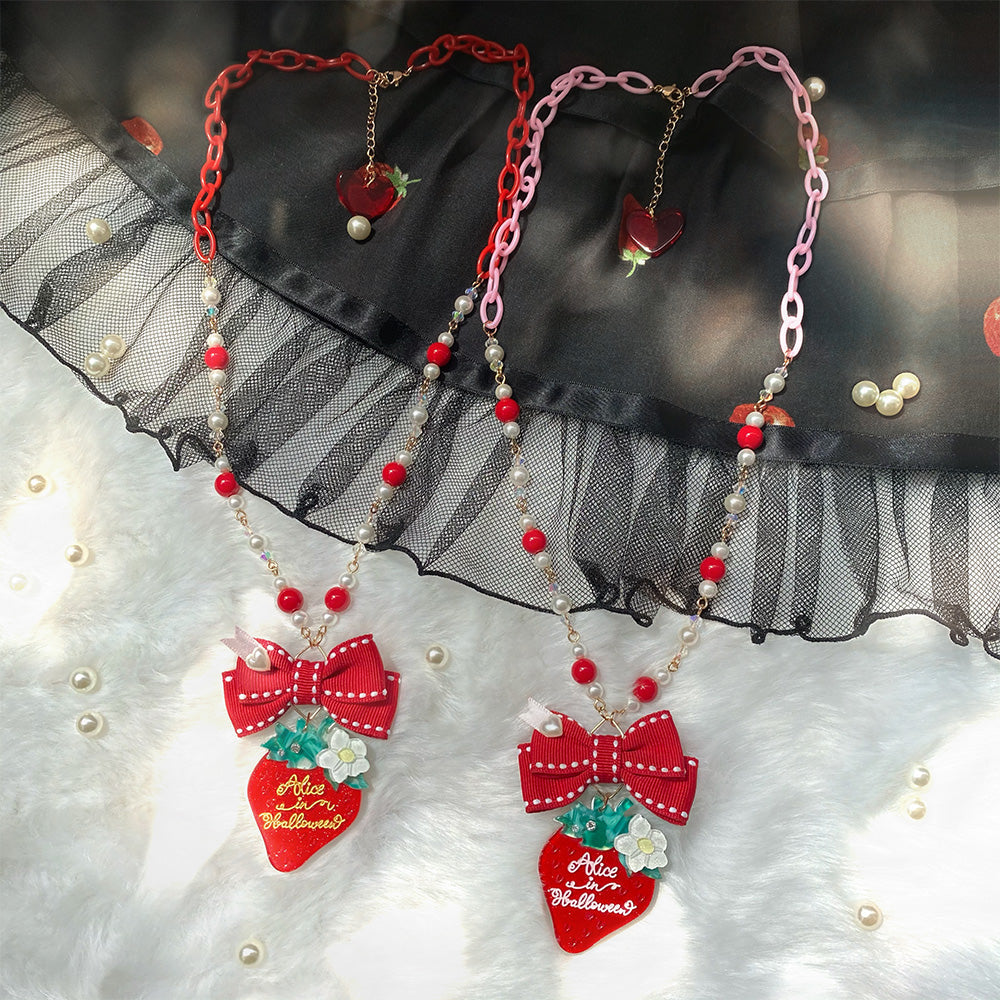 Sweet Lolita Strawberry Necklaces, Rings, Hair Clips and Brooches - image 11