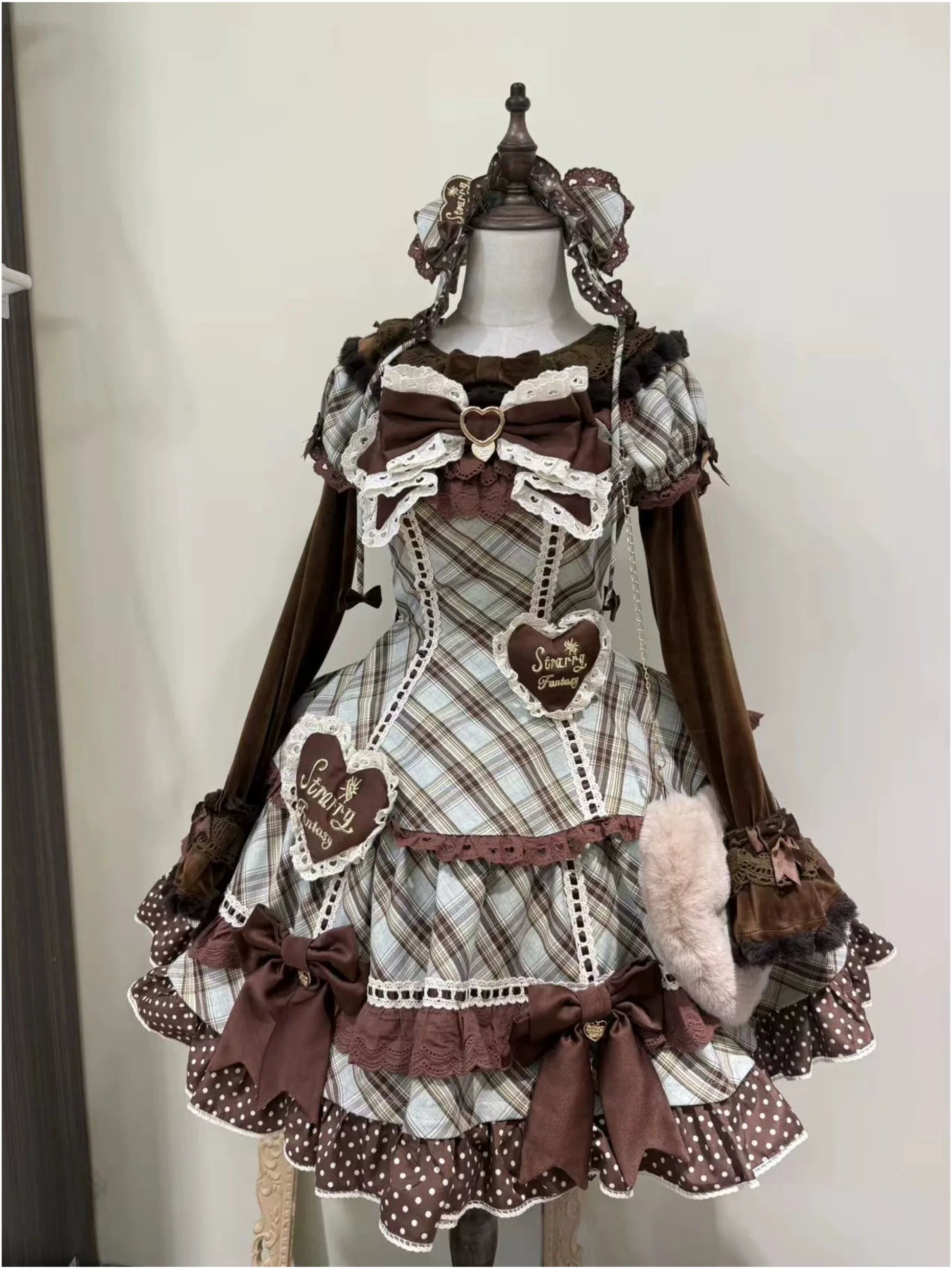 Plus Size Old-School Lolita Plaid JSK and OP Dress and Accessories - image 5