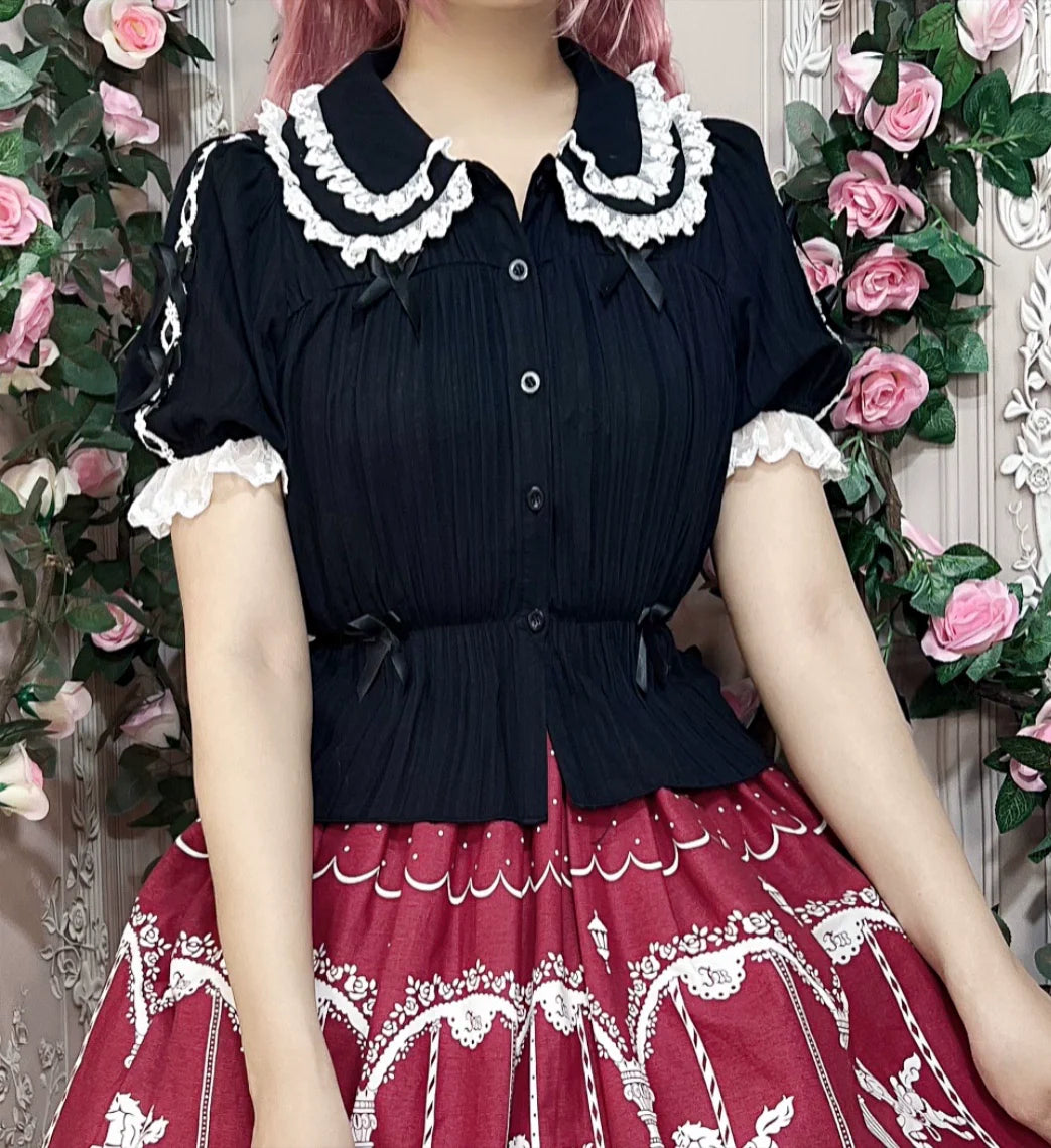Sweet Lolita Doll Collar High-Waisted Blouse - image 8