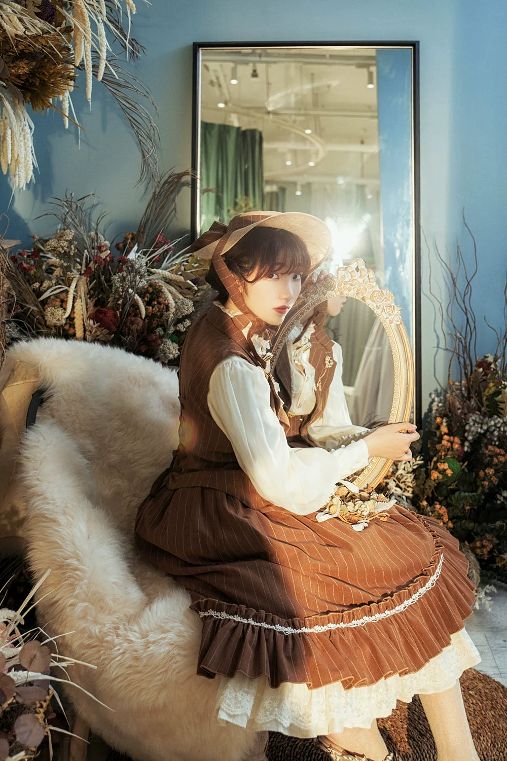 Rose Doll - Elegant Lolita Striped Fishbone Skirt - image 41