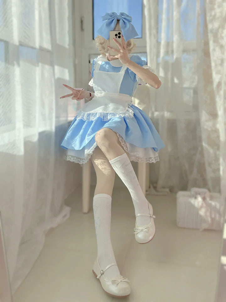 Dream Doll - Plus Size Maid Lolita OP Suit Black and Blue Dress - image 11