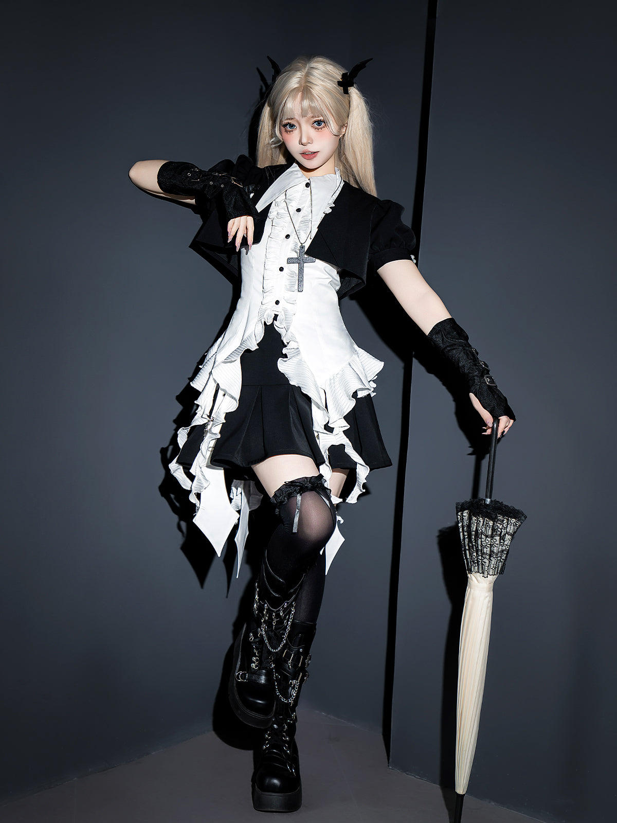 Shard Gem - Gothic Lolita Skirt Set with Sleeveless Shirt & Short Jacket - image 1