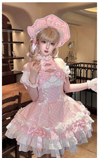 Old School Lolita Halter Neck OP Dress, Polka Dot Accent - image 11