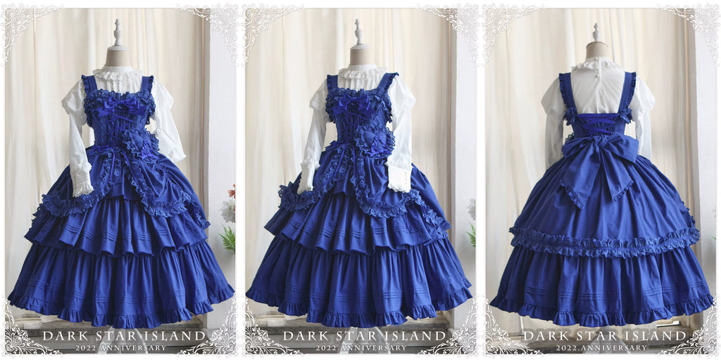 Cotton Gothic Lolita Long JSK, Drawn-up Hem - image 3