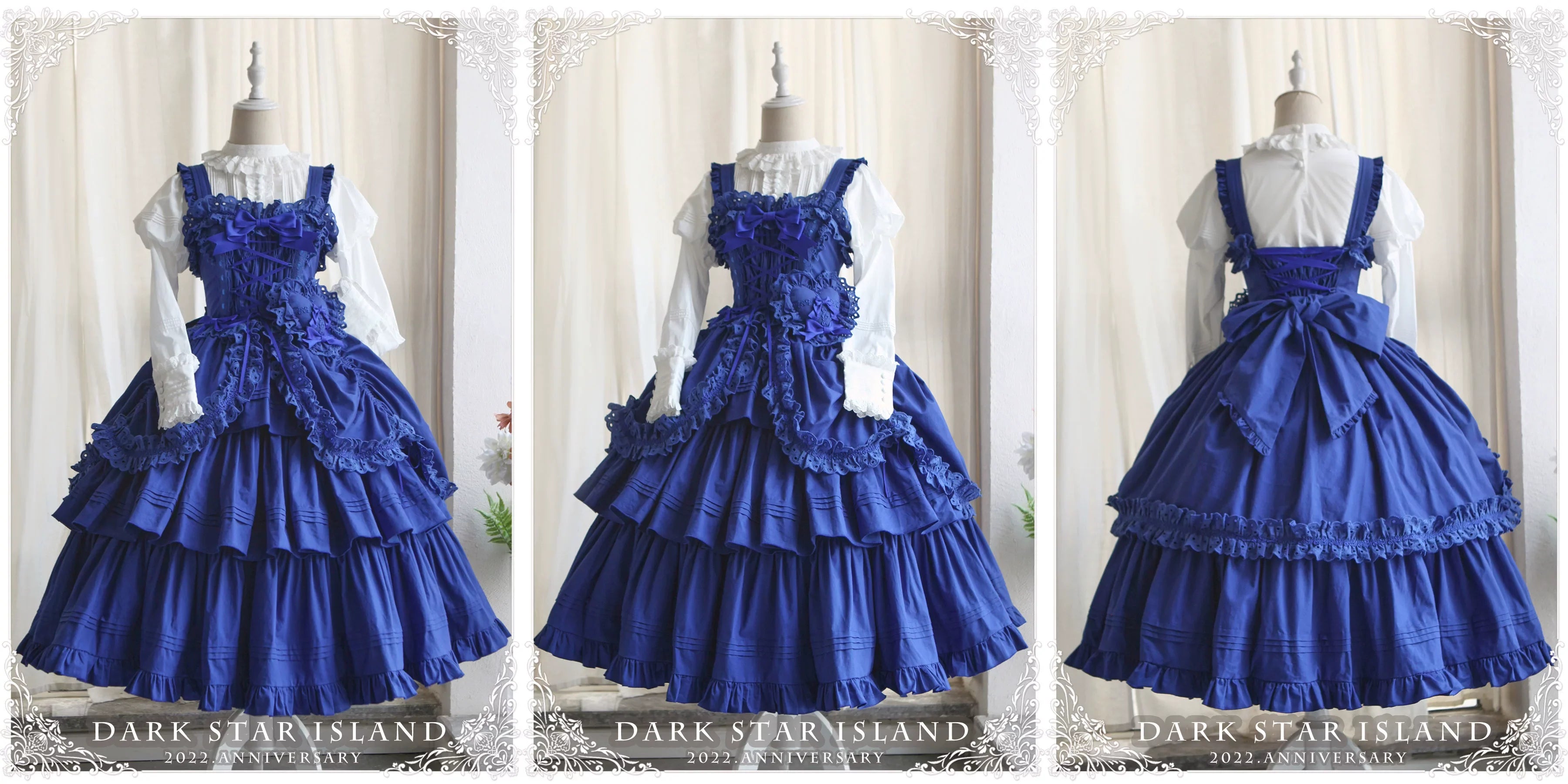 Cotton Gothic Lolita Long JSK, Drawn-up Hem - image 3