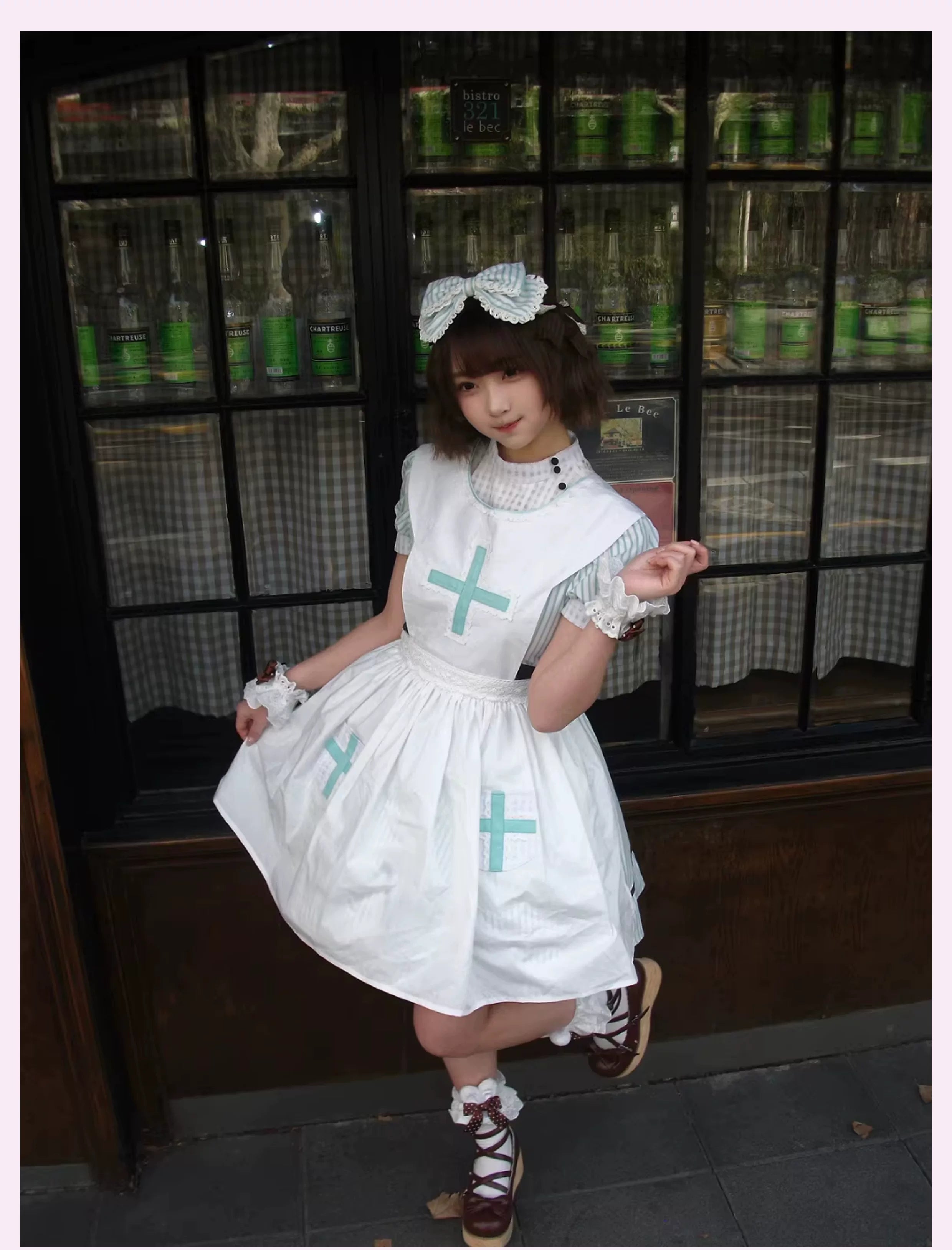 Mint Prescription - Old School Lolita Striped OP Dress, Electrocardiogram Trace and Accessories - image 24