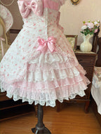 Spring Bud - Old School Lolita Floral Print JSK Dress, Layered Skirt and Accessories - image 10