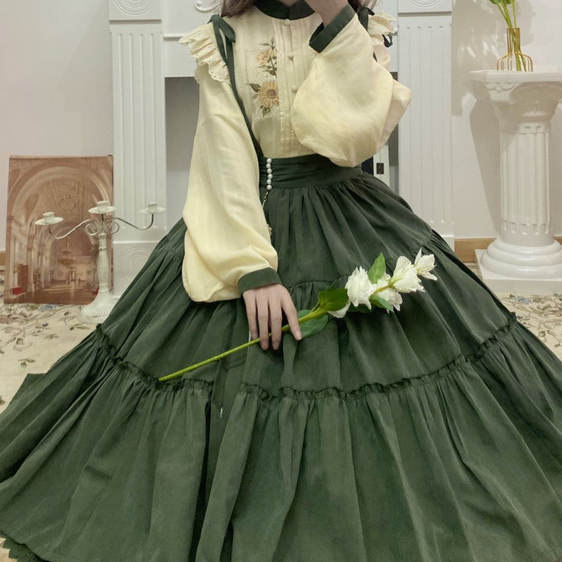 Sunflower Appointment - Oriental Classic Lolita Skirt and Blouse - image 3