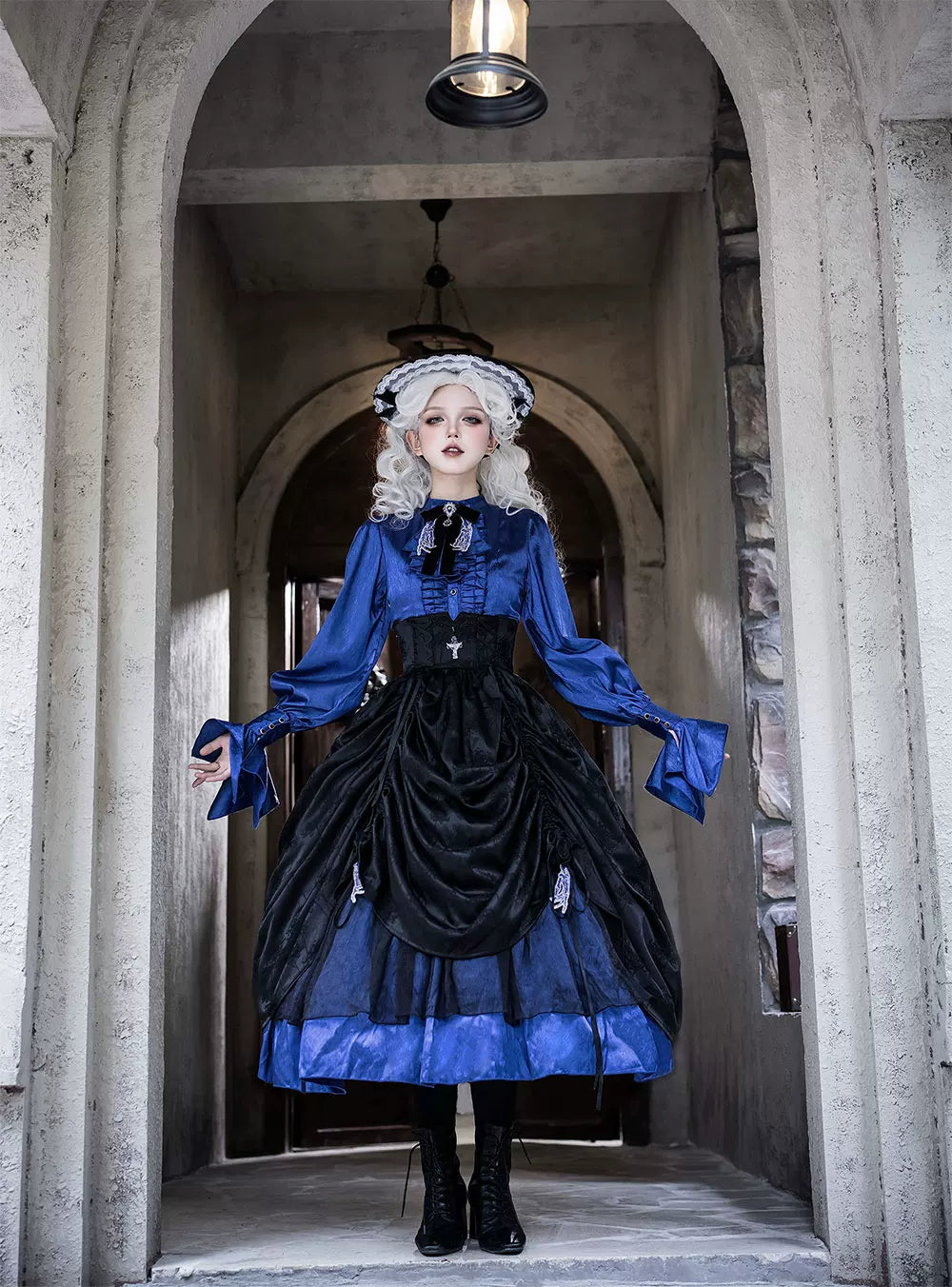 Moonnight Return - Ouji Lolita Stand Collar Shirt with Irregular Cuffs - image 9