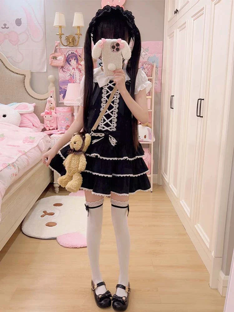 Old School Lolita Salopette Suit Tiered Dress - image 9