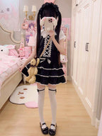 Old School Lolita Salopette Suit Tiered Dress - image 9