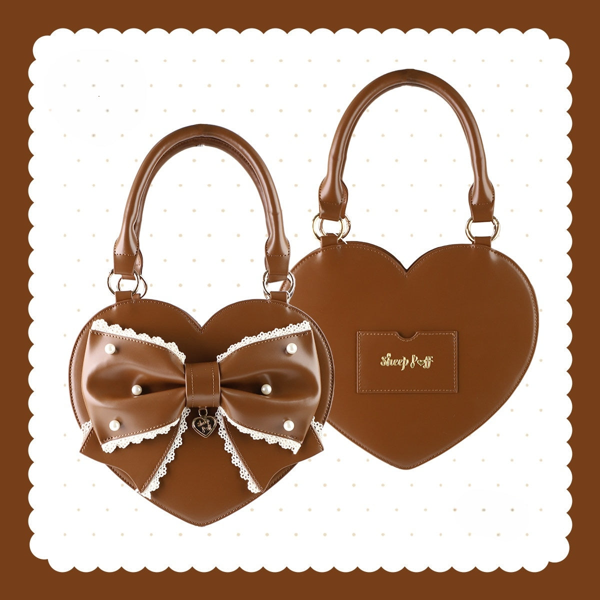 Vintage Sweetheart - Lace Bow Heart Lolita Handbag - image 15