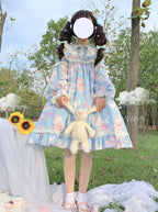 Sweet Soft Bunny - Printed Sweet Lolita OP Dress, Bunny Ears - image 11