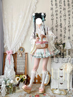 Little Herbalist - Han Lolita Skirt Outfit with Cross-collar Blouse and Apron - image 12