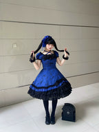 Bliss Bouquet - Cotton Old School Lolita Dress, Rose Print and Layered Hem and Accessories - image 15
