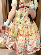 Showa Dessert Showcase - Kawaii Lolita JSK/Salopette Dress Suit, Pudding-Inspired - image 14