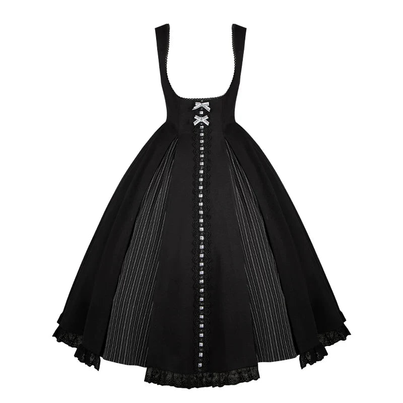 Monochrome Sonata - Classic Lolita Bust-supporting JSK Set, Piano Inspired - image 32