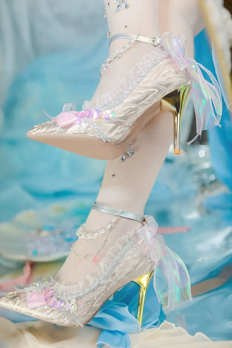 Mermaid Seashell - Sweet Lolita Heels with Detachable Chains - image 3