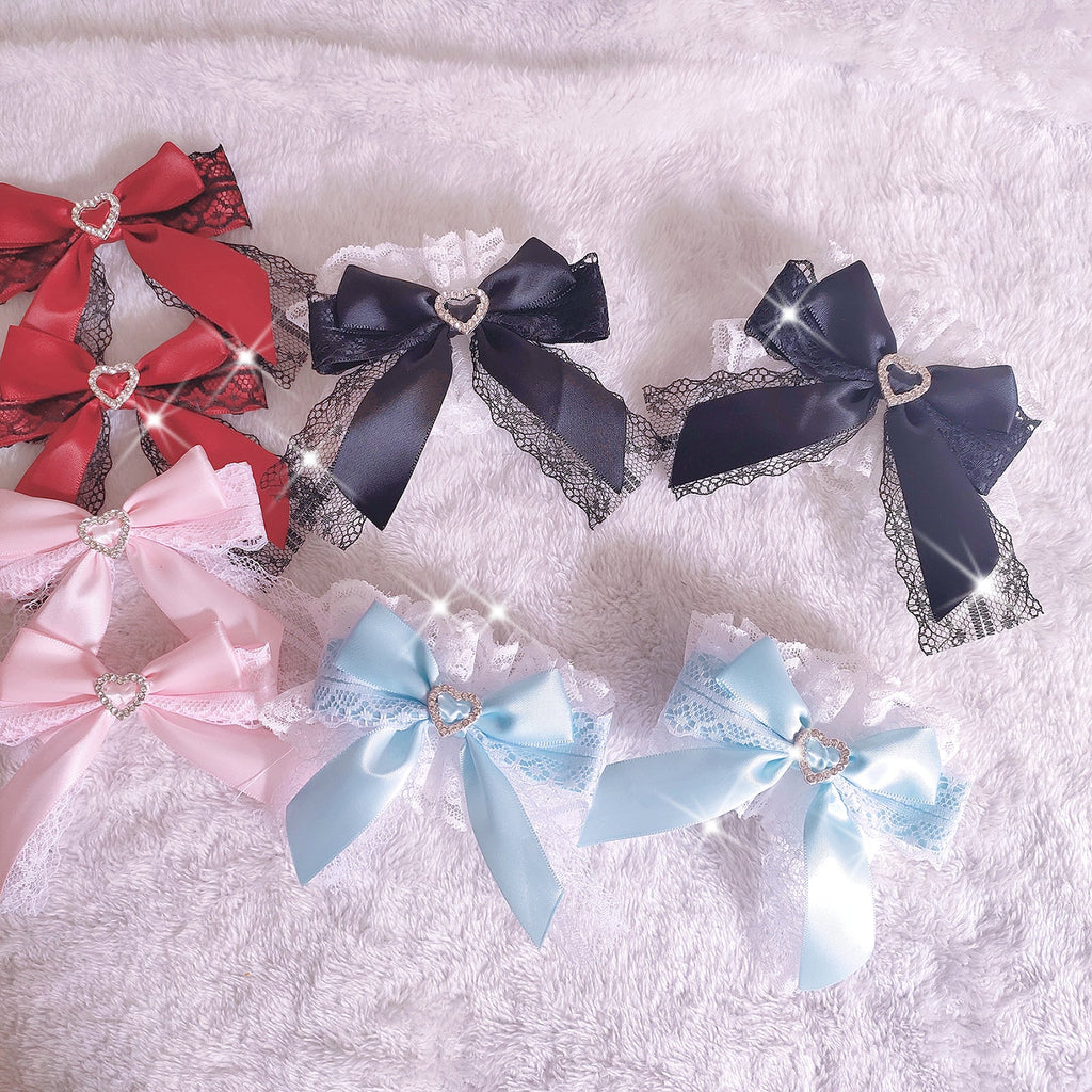 Sweet Lolita Lace Heart Bow Cuffs - image 7