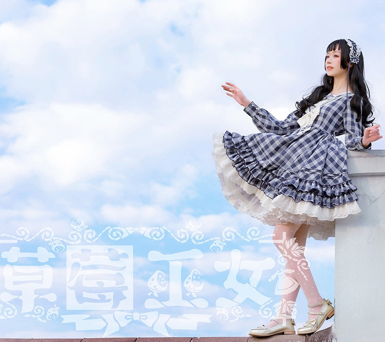 Tartan Sailor Lolita OP Dress - image 5