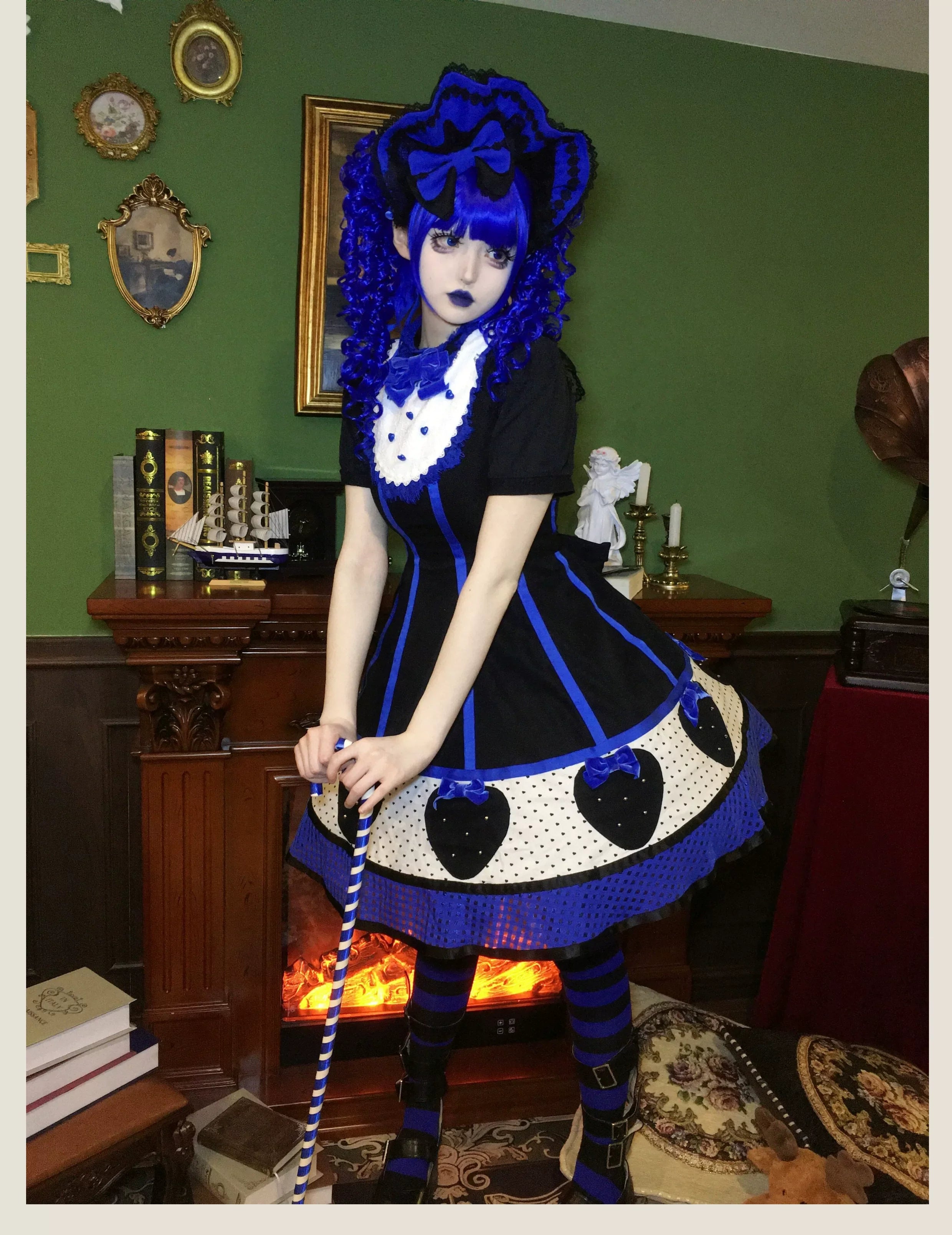 The Weird Strawberry Lady - Old School Lolita JSK, Hand-Studded Strawberry and Accessories - image 10