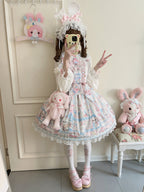 Sweet Tea Party - Kawaii Lolita JSK Puppy Printed Dress with Sash - image 4