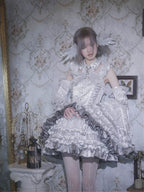 Metallic Angel - Silver-white Punk Lolita JSK, Wing and Rhinestone Details - image 6