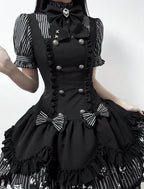 Dark Lord - Gothic Lolita Striped JSK Set, Skull Print - image 12
