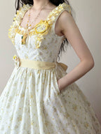 Patchwork Garden 2.0 - Classic Lolita Floral Print JSK Dress, Side Pockets - image 11