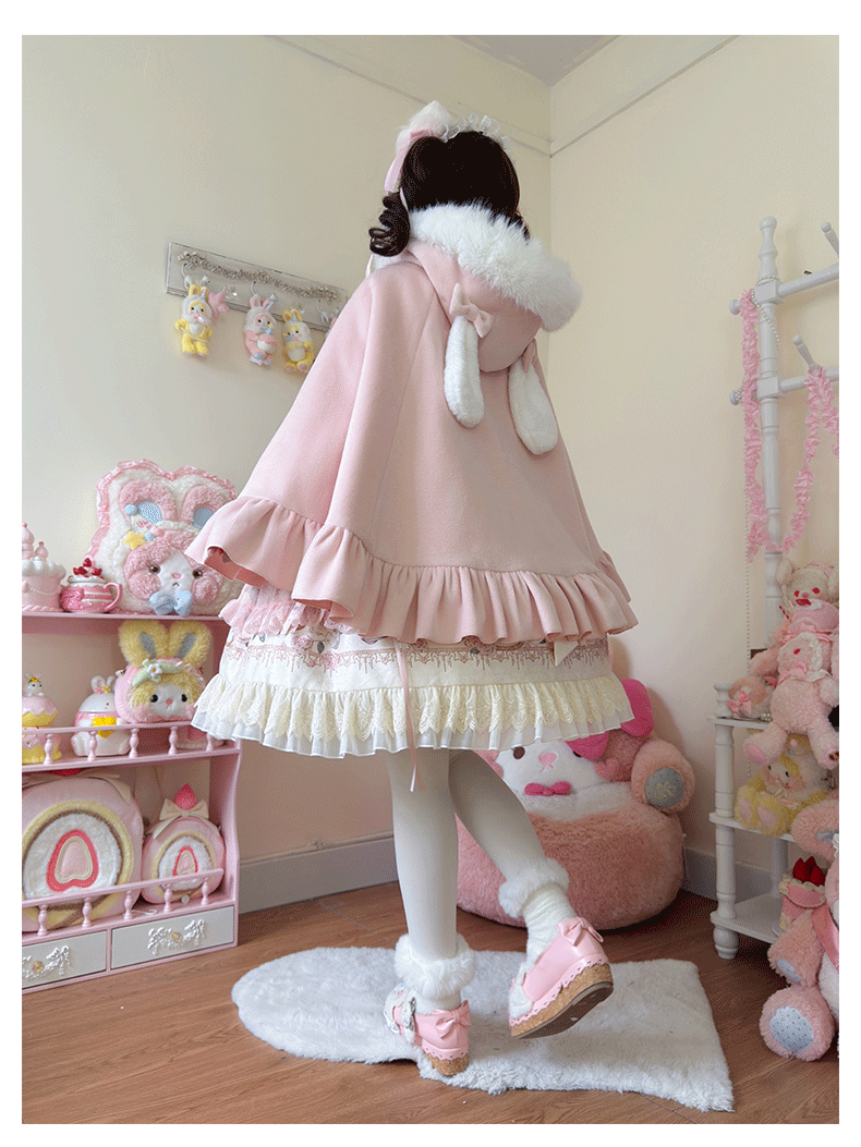 Winter Kawaii Lolita Cape with Bunny Ear Hood - image 6
