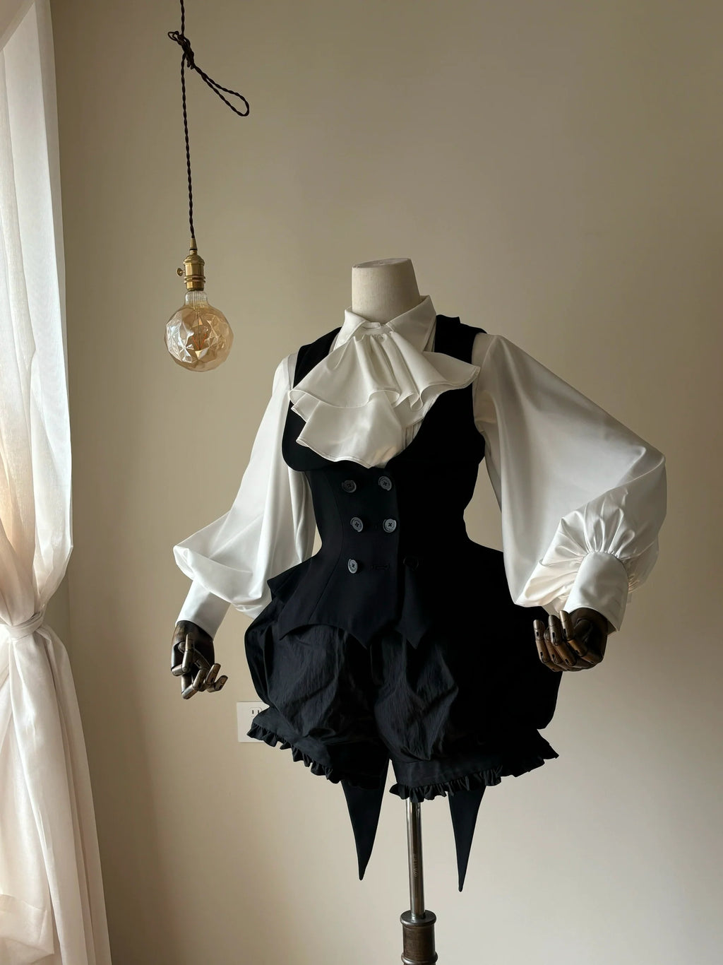 Final Nocturne - Black Gothic Lolita Vest, Bat-Wing Shape - image 8