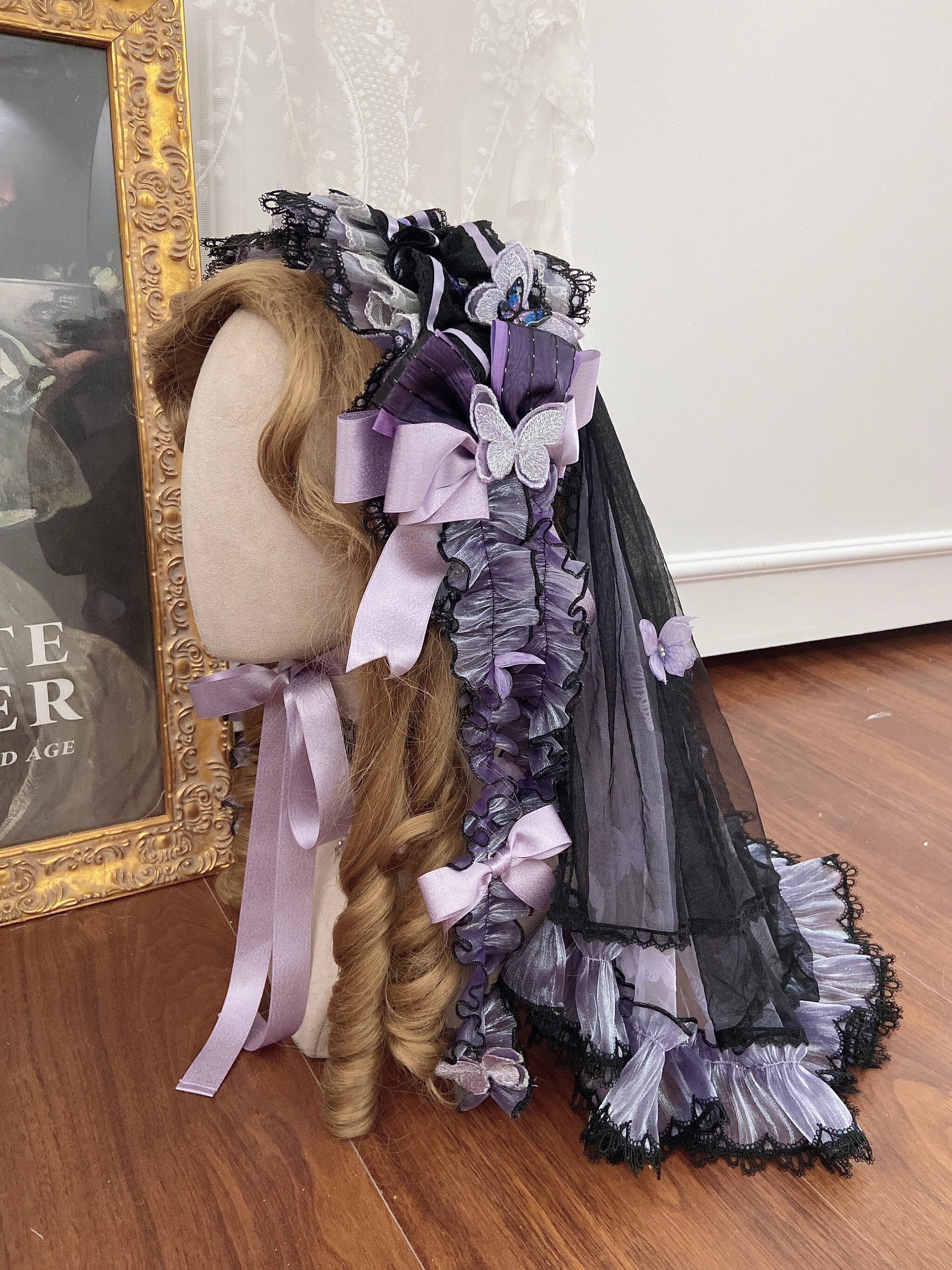 Purple Butterfly on Moonlight Night Gothic Lolita Corset Dress Set - image 14