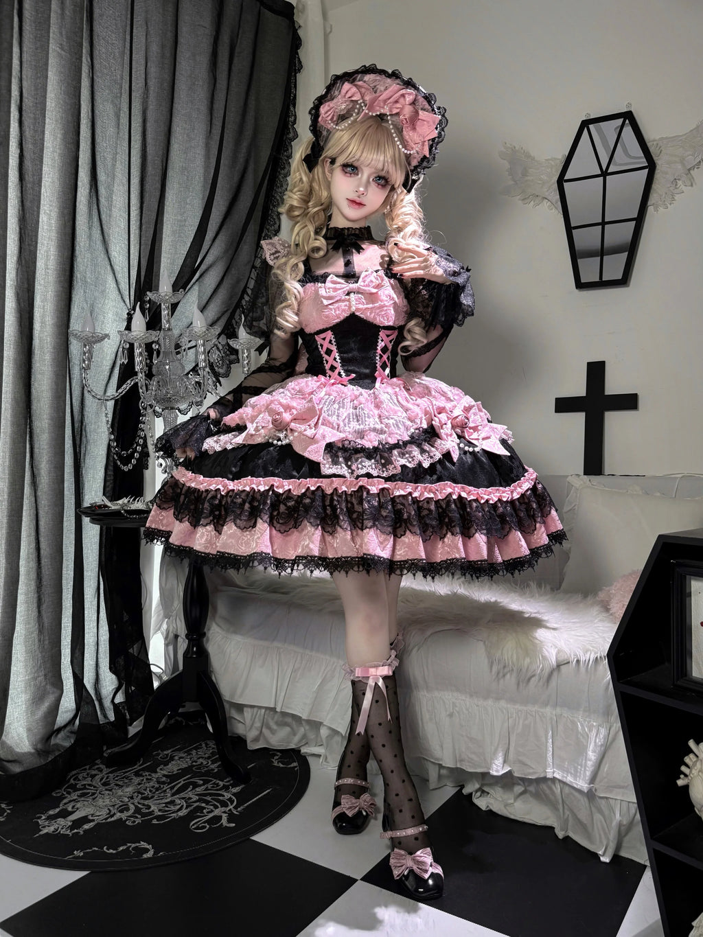 Rose Princess - Halloween Gothic Lolita JSK, Sheer Rose Dress - image 4
