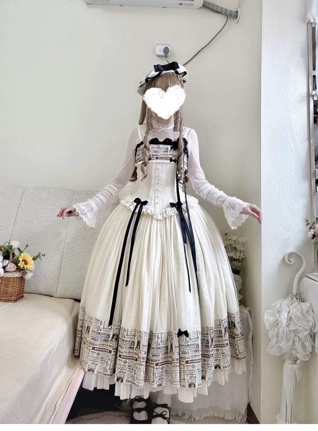 Letter from London White Newspaper Print Classic Lolita JSK Dress - image 15