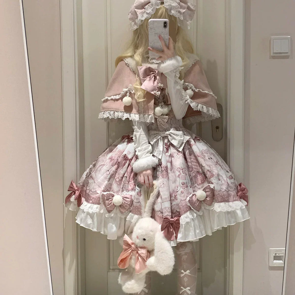 Dessert Catlets - Sweet Lolita JSK, Strawberry And Cat Prints - image 2