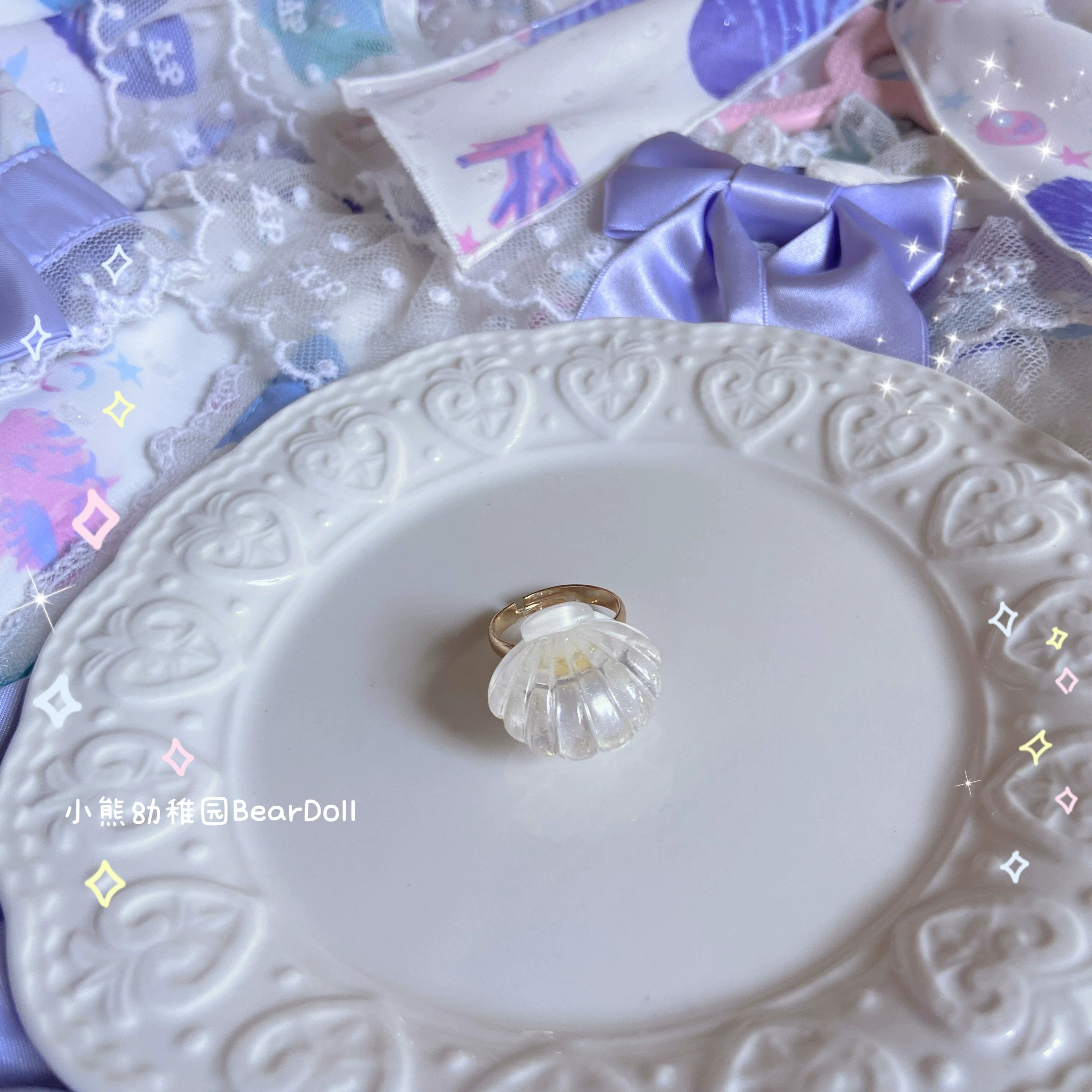 Kawaii Lolita Shell & Heart Adjustable Ring Collection - image 31